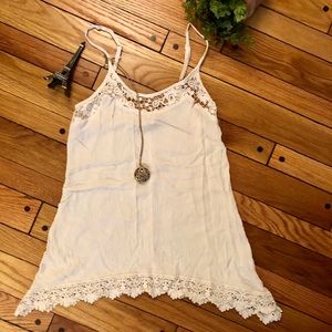 Cream lacy tank top